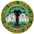 Chicago Park District Seal featuring a tree with the city behind it